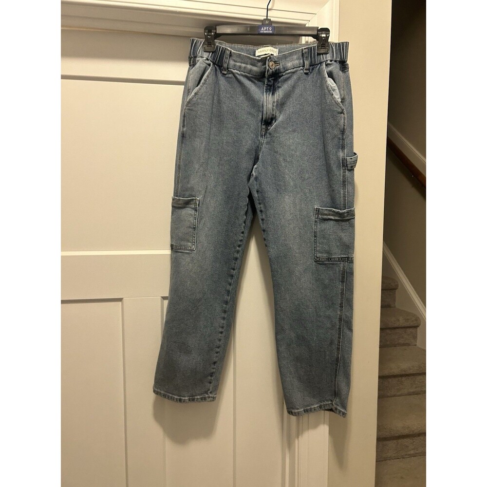 Women’s Size 11 30 Happily Gray Gabby Cotton Medium Wash Blue Denim Cargo Jeans